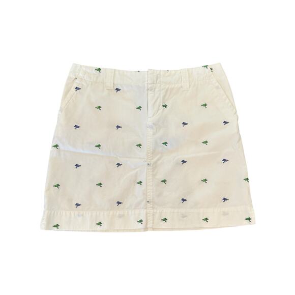 Lilly Pulitzer Cotton Skirt Size 8 White Mini Embroidered Frogs Golf Resort - Picture 2 of 9